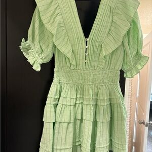 MARBLE Light Green Striped Dress